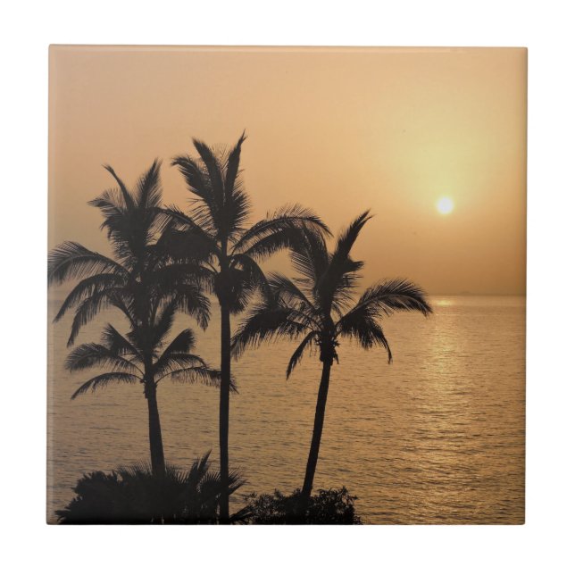 Palm Trees and Romantic Sunset Tile (Front)