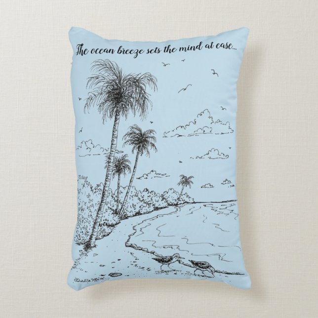 Palm Trees and Sandpiper Beach Life Decorative Pillow (Front(Vertical))