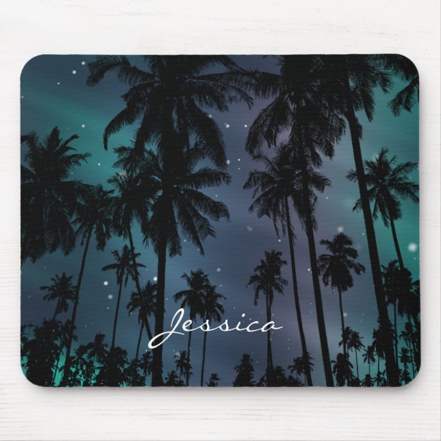 Palm Trees and Starry Night Sky Personalised Mouse Pad (Front)
