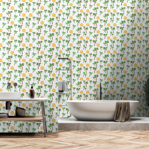 Palm Trees and Sun Bathroom Wallpaper