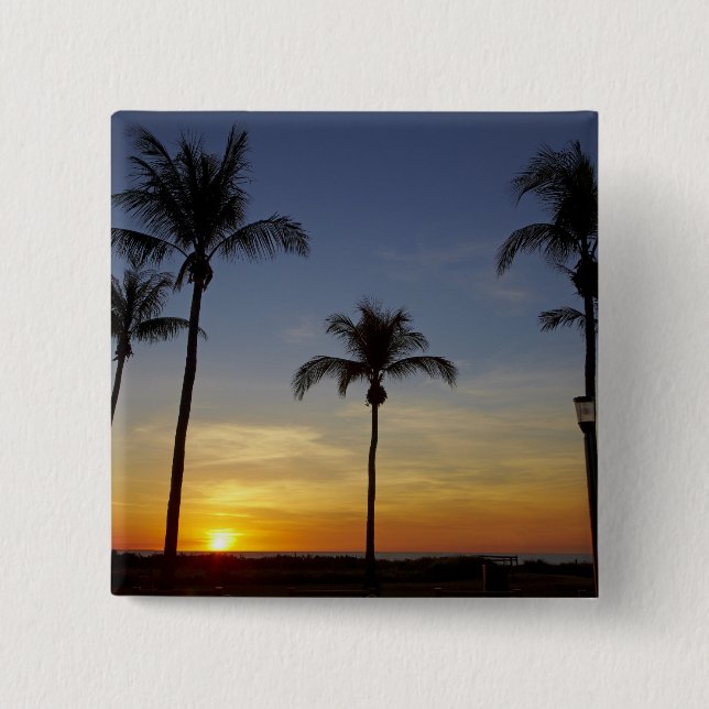 Palm trees and sunset, Mindil Beach 2 Inch Square Button (Front)