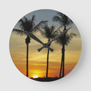 Palm trees and sunset, Mindil Beach, Darwin Round Clock
