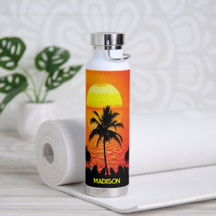 Palm Trees And Sunset Water Bottle