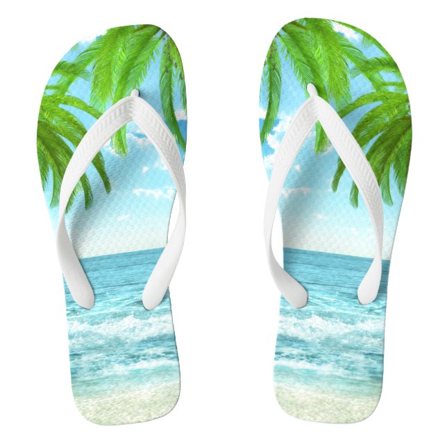Palm Trees and Tropic Breeze Flip Flops (Footbed)