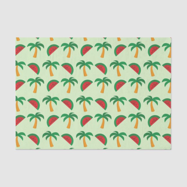 Palm Trees and Watermelon Tropical Pattern Tissue Paper (Front)