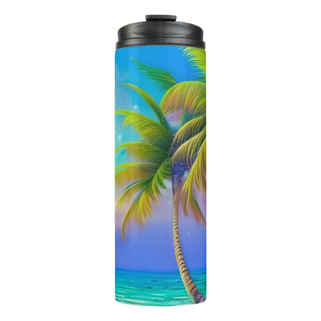 Palm Trees as Night Falls Tropical  Thermal Tumbler (Front)