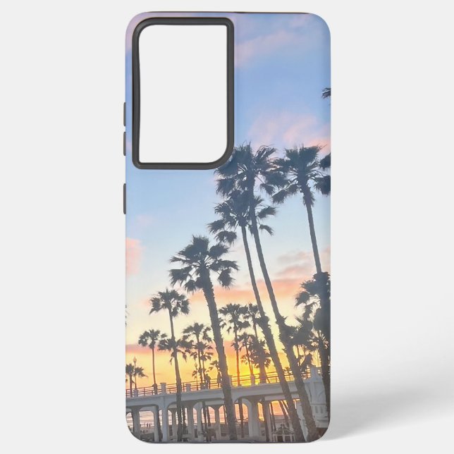 Palm Trees at Oceanside California Pier Samsung Galaxy S21+ Case (Back)