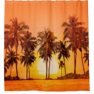 Palm trees at sunset background. Sri Lanka.