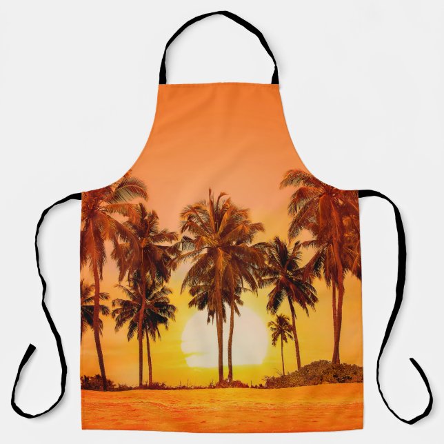 Palm trees at sunset background. Sri Lanka. Apron (Front)