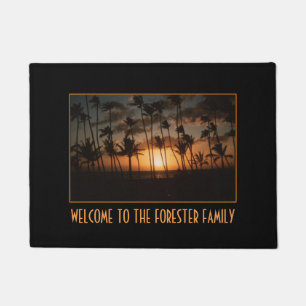 Palm Trees at Sunset (customizable) Doormat