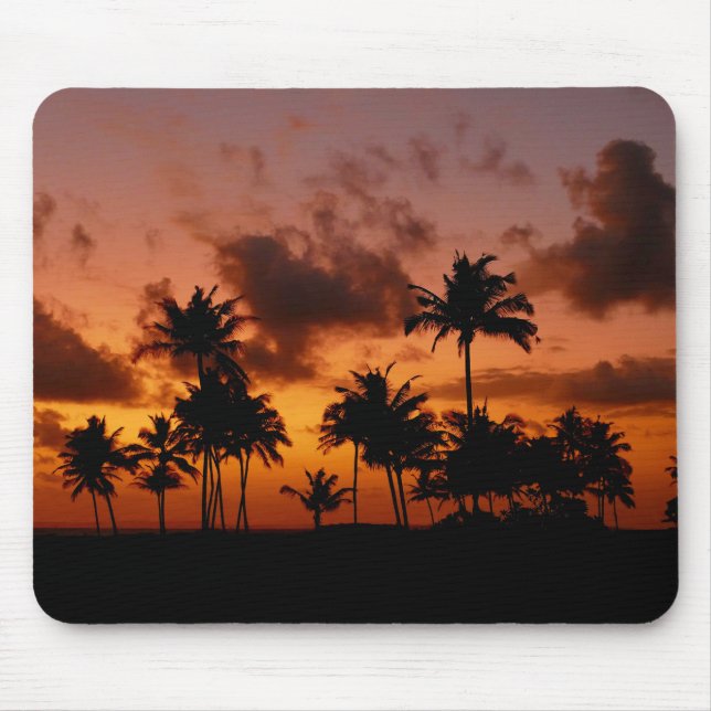 Palm Trees at Sunset - red Mouse Pad (Front)