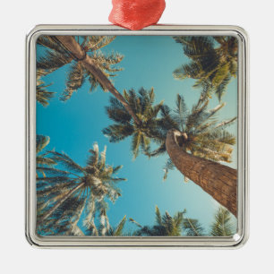 Palm Trees at Tropical Beach Vintage Metal Ornament