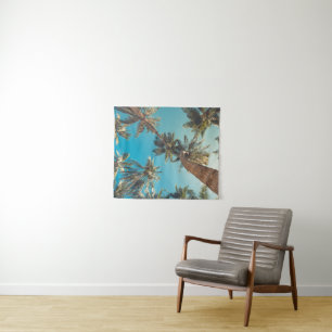 Palm Trees at Tropical Beach Vintage Tapestry