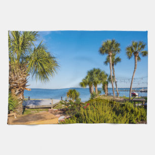 Palm Trees Bayside Morning Kitchen Towel