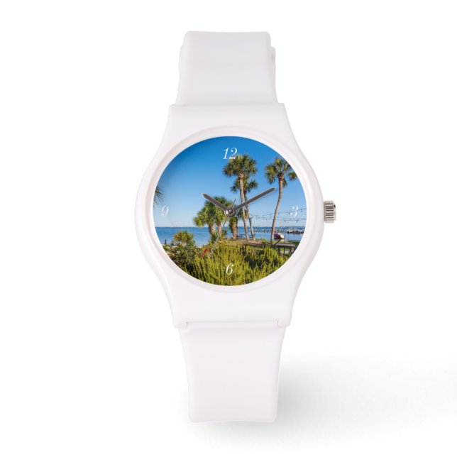 Palm Trees Bayside Morning Sporty Watch (Front)
