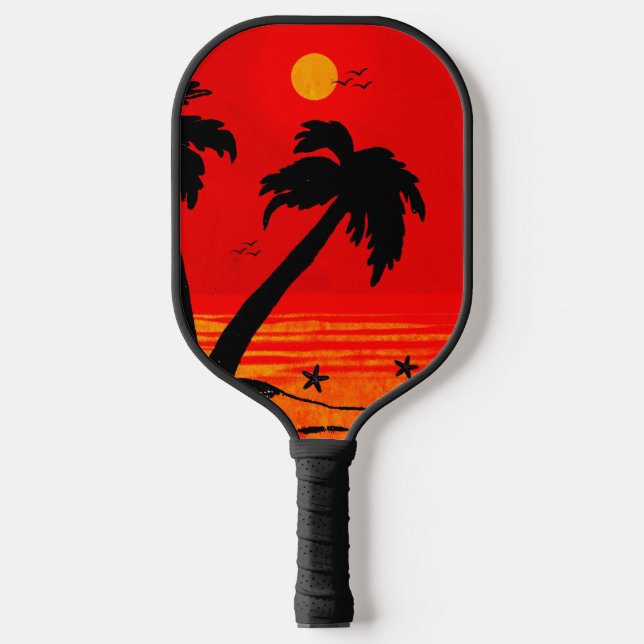 Palm Trees Beach Blazing Sun B Pickleball Paddle (Front)