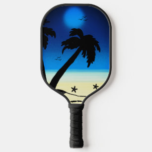 Palm Trees Beach Blue D Pickleball Paddle