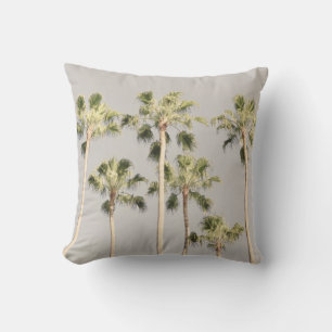 Palm Trees Beach Design 288 Pewter Green Colour Throw Pillow