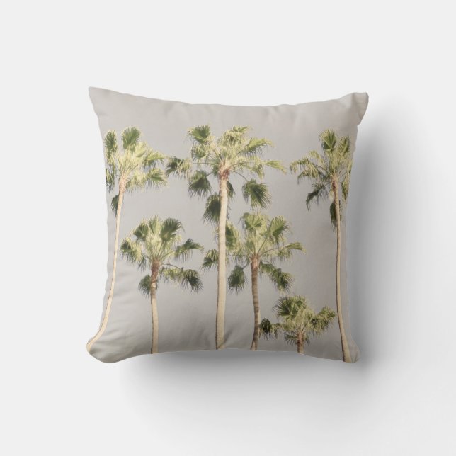 Palm Trees Beach Design 288 Pewter Green Colour Throw Pillow (Front)