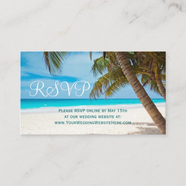 Palm Trees Beach Destination Wedding Cartes RSVP (Devant)