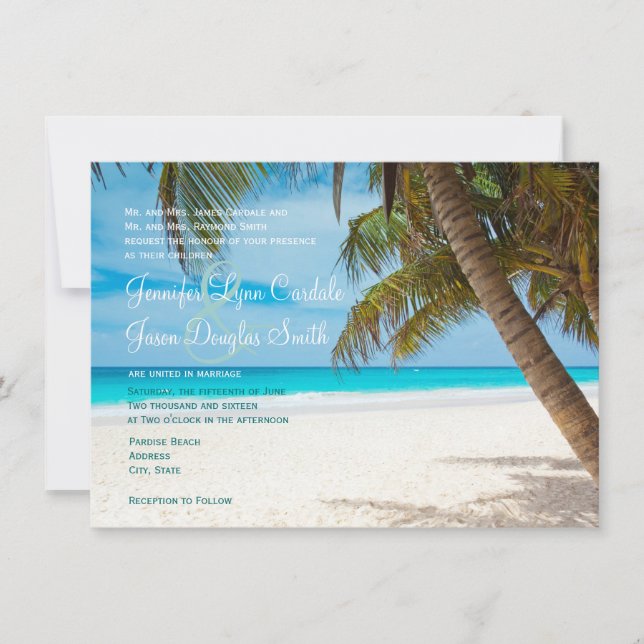 Palm Trees Beach Destination Wedding Invitations (Front)