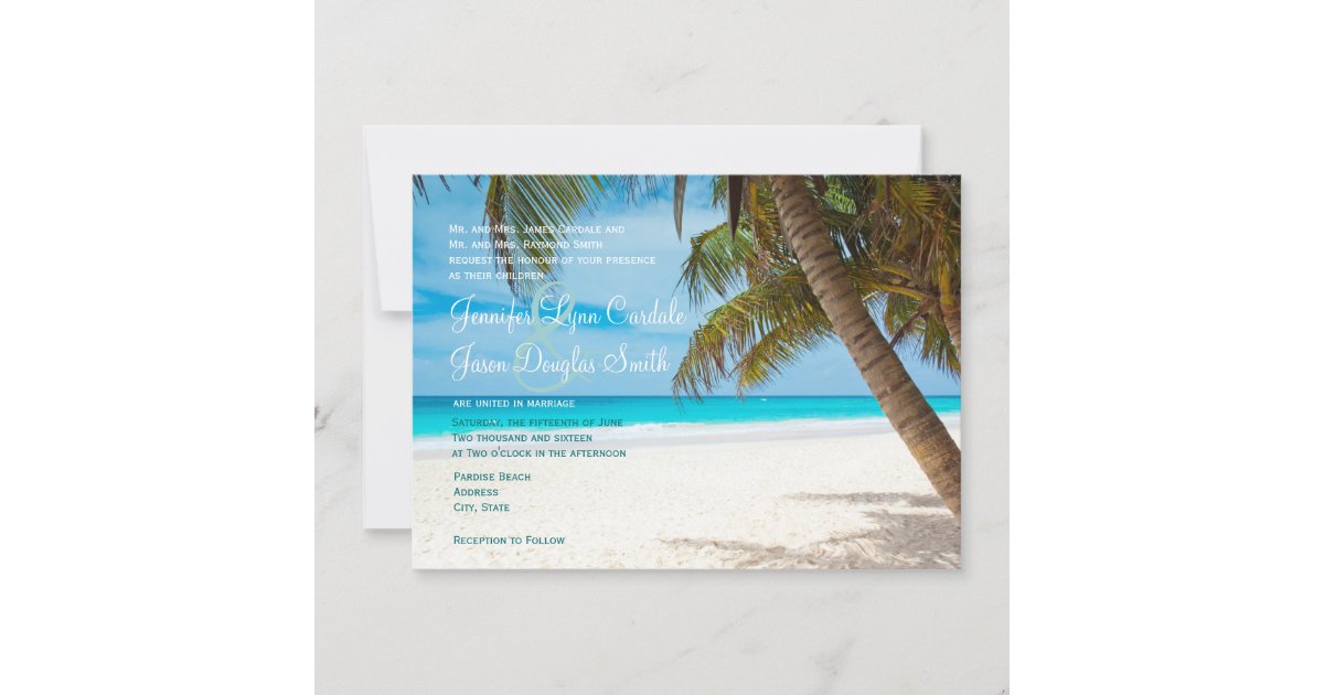 Palm Trees Beach Destination Wedding Invitations | Zazzle