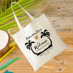 Palm Trees Beach Destination Wedding Welcome  Tote Bag<br><div class="desc">Welcome your guests to your destination wedding with a wonderful goodie bag personalized with  couple names, wedding date and location. Palm trees illustration frames the details of the beach wedding .</div>