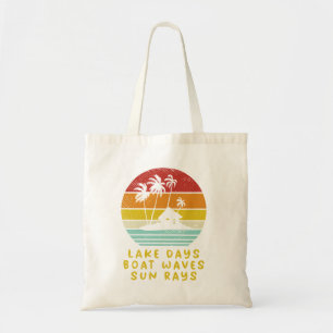 Palm Trees Beach Hut Family Vacation Retro Tote Bag