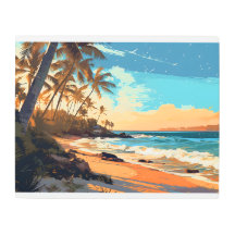 Palm trees Beach Landscape Metal Wall Art