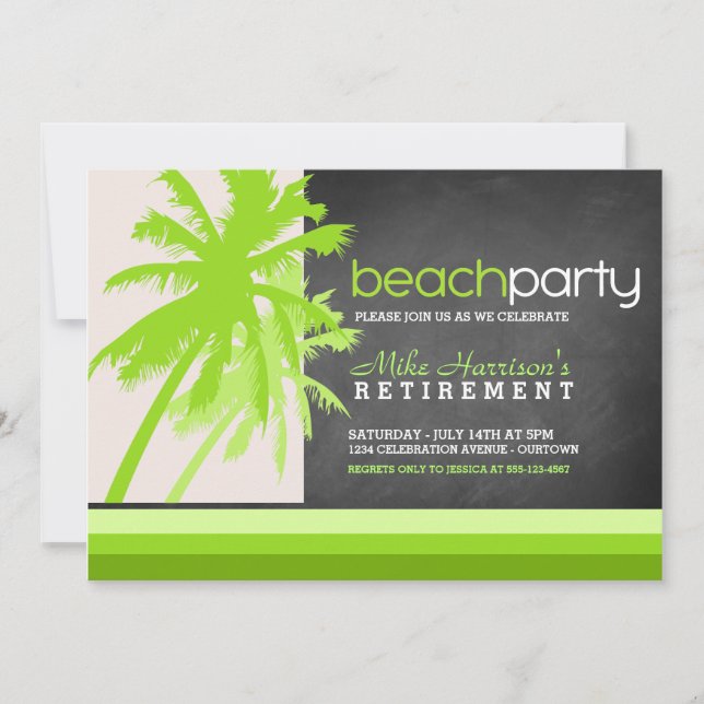Palm Trees Beach Party Invitations (Front)