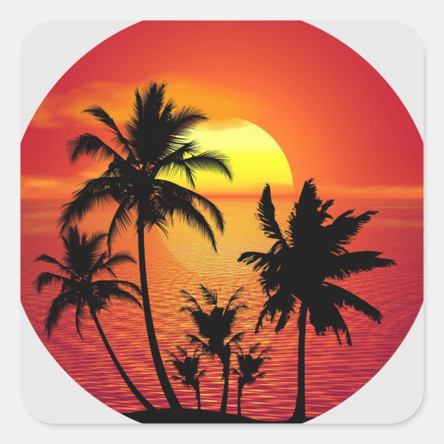 Palm Trees Beach Sunset  Sticker (Front)