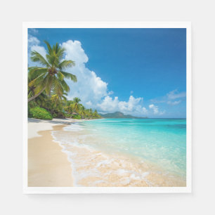 Palm Trees Beach Tropical Ocean  Napkin