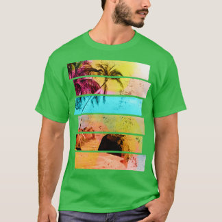 Palm Trees Beach Tropical Surf CutOut Style T-Shirt