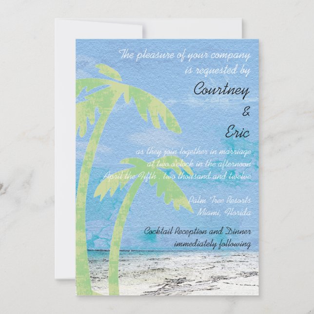 Palm Trees - Beach Wedding invitations (Front)