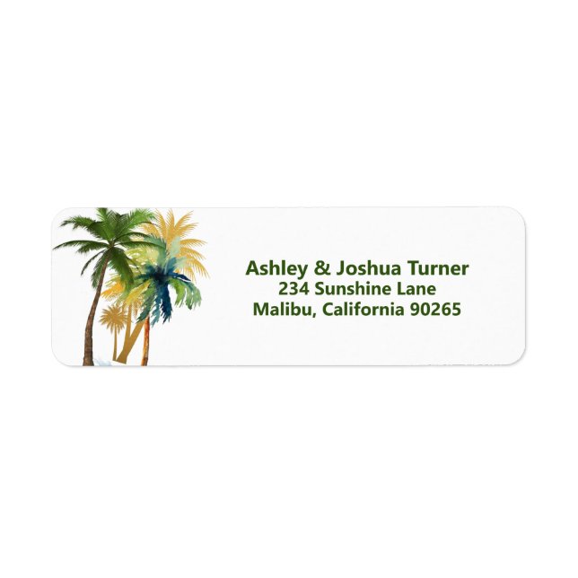 Palm Trees Beach Wedding Return Address (Front)