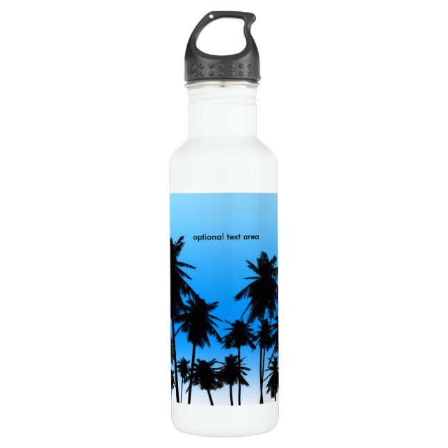 Palm Trees Blue Beach Tropical Theme 710 Ml Water Bottle (Front)