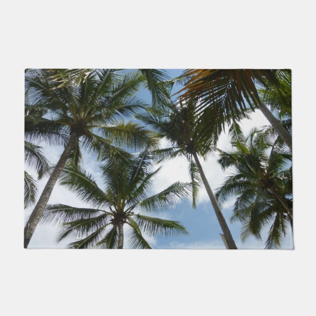 Palm Trees Blue Sky Door Mat (Front)
