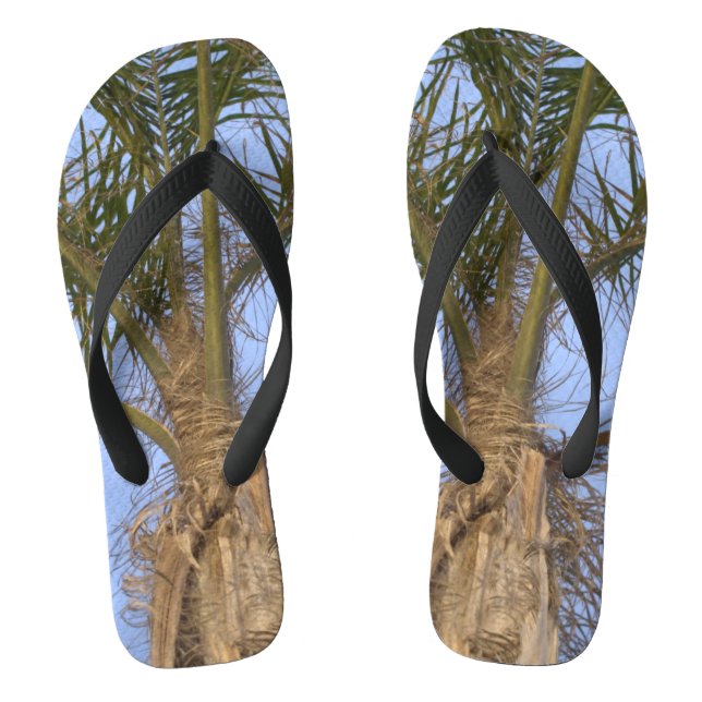 Palm Trees Blue Sky Flip Flops (Footbed)