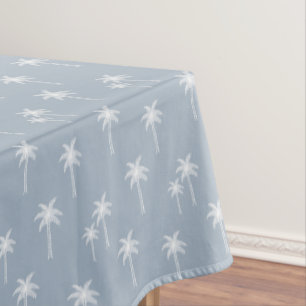 Palm Trees Boho Coastal Farmhouse Dusty Blue Tablecloth