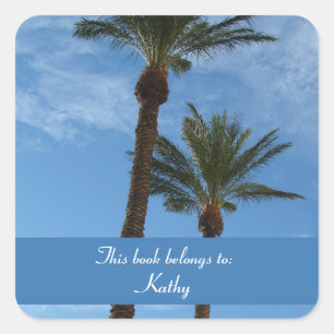 Palm Trees Bookplate Square Sticker