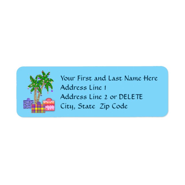 Palm Trees Christmas Tropical Address Labels (Front)