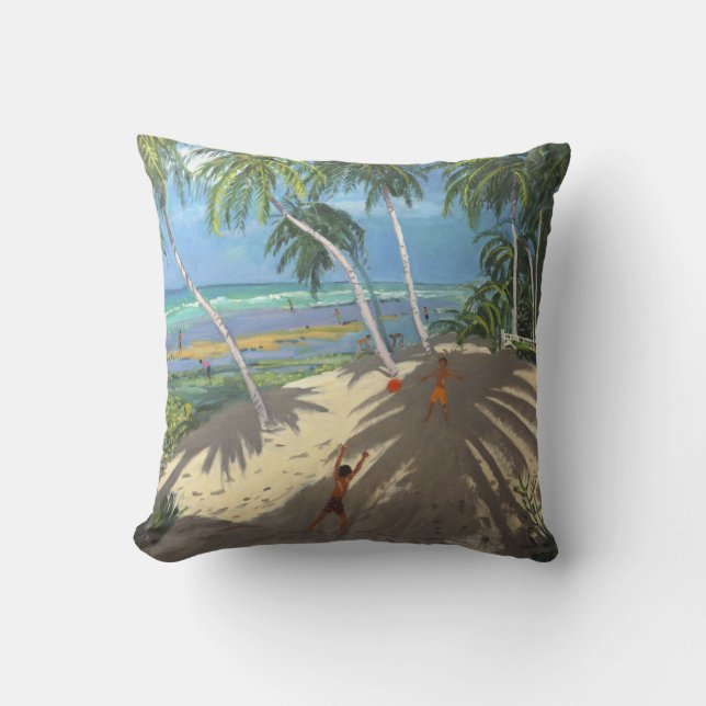 Palm trees Clovelly beach Barbados 2013 Throw Pillow (Front)