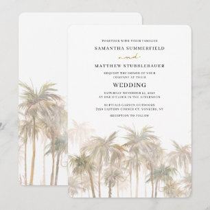 Palm Trees Coastal Destination Wedding Invitation