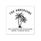 Palm Trees Curved Text Family Name Return Address
