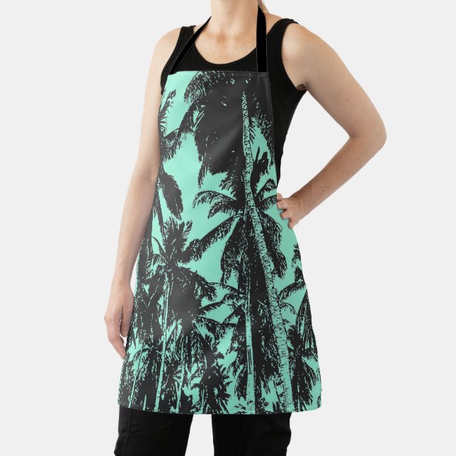 Palm Trees Design in Black and Blue Apron (Insitu)