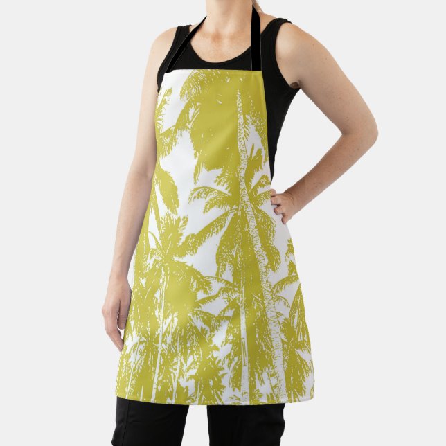 Palm Trees Design in Gold and White Apron (Insitu)