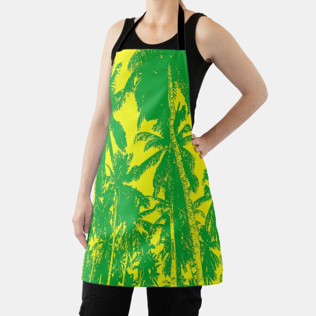 Palm Trees Design in Green and Yellow Apron (Insitu)