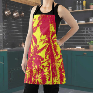 Palm Trees Design in Red and Yellow Apron