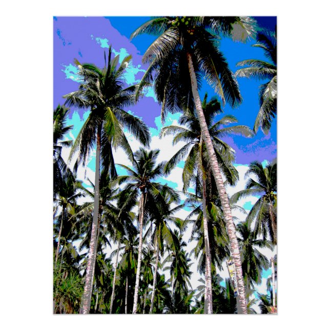 Palm Trees Design Posterized Effect Poster (Front)