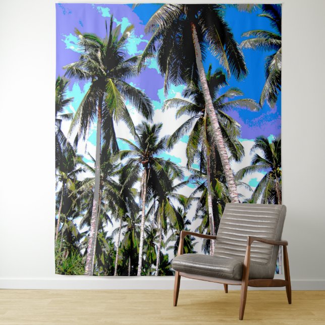 Palm Trees Design Posterized Effect Tapestry (In Situ)